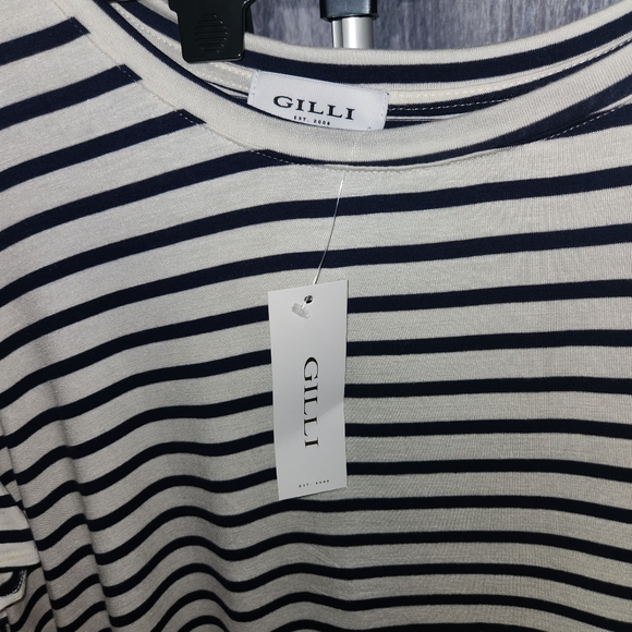 Gilli NWT White Navy Stripe Flutter Sleeve Top Made in USA Size 3X - Picture 5 of 8